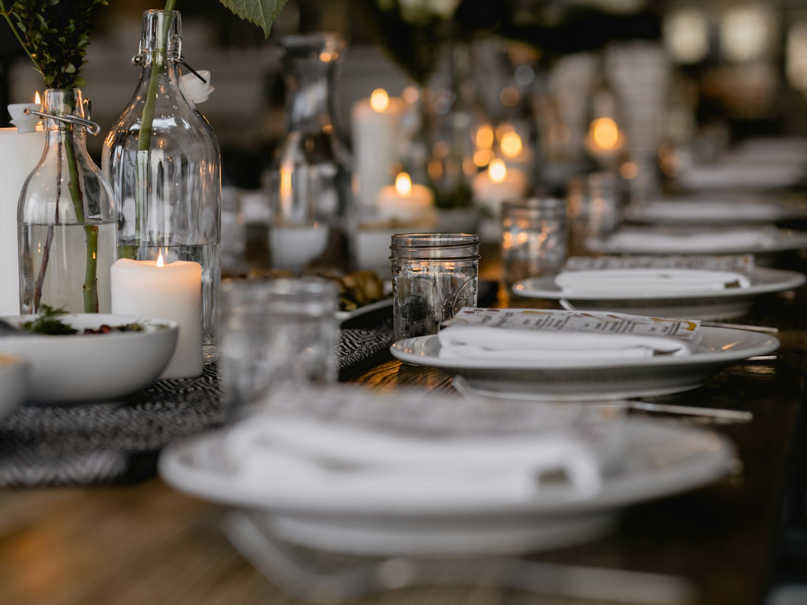 A long table set for a private dinner