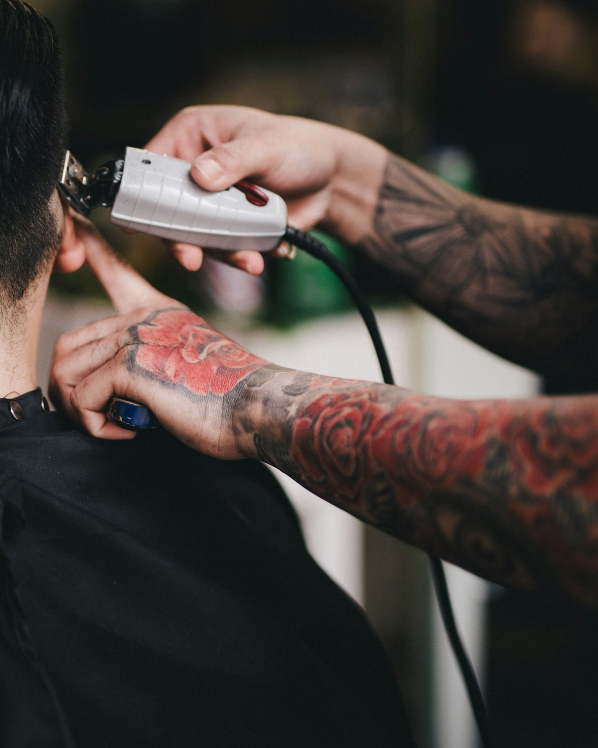 A clipper fade in progress